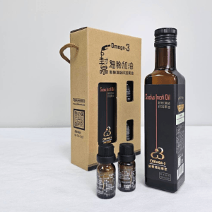 細胞加油讚禮盒組，包含一瓶250ml的Sacha Inchi Oil和兩瓶小瓶裝油