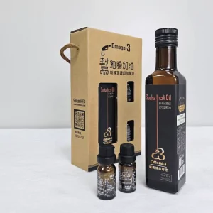細胞加油讚禮盒組，包含一瓶250ml的Sacha Inchi Oil和兩瓶小瓶裝油